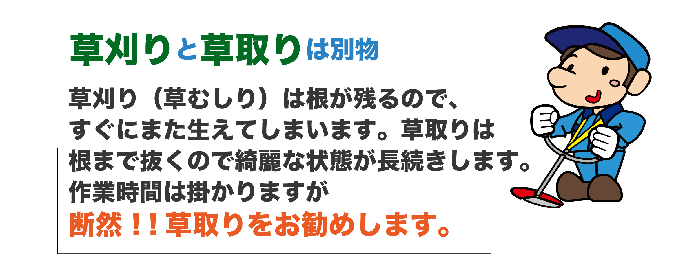 草刈りと草取りについて